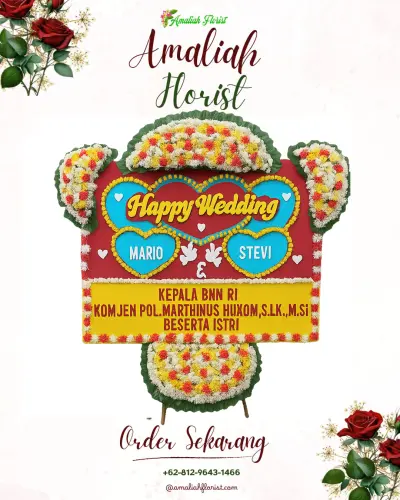 Karangan Papan Bunga Pernikahan di Sialang